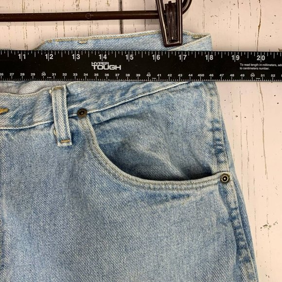 Wrangler 38x30 Straight Fit Faded Mid Rise Light Blue Jeans Pants Denim Mens - Picture 6 of 12